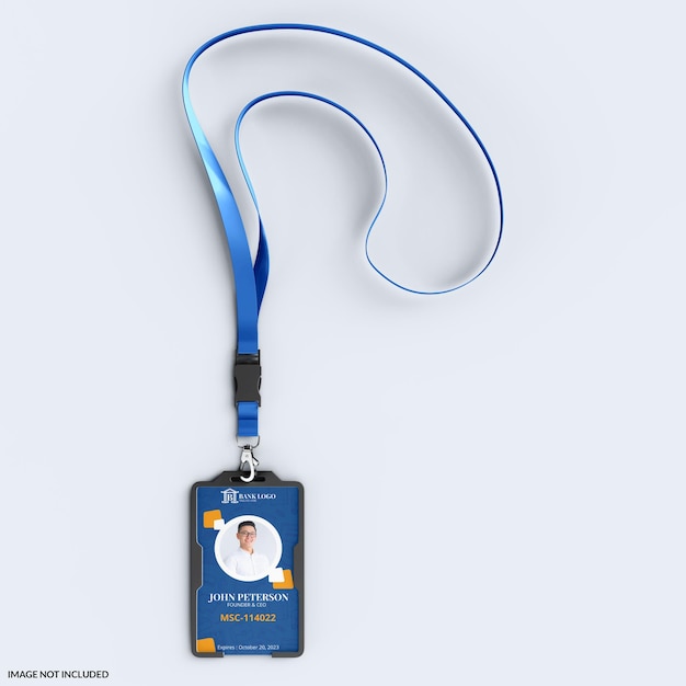 Cartão de identificação com maquete de Lanyard