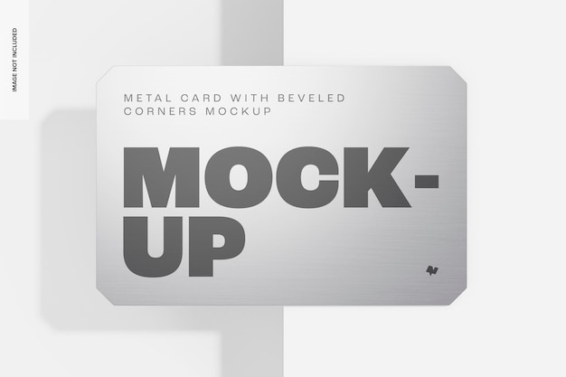 Cartão de metal com maquete de cantos chanfrados, vista superior