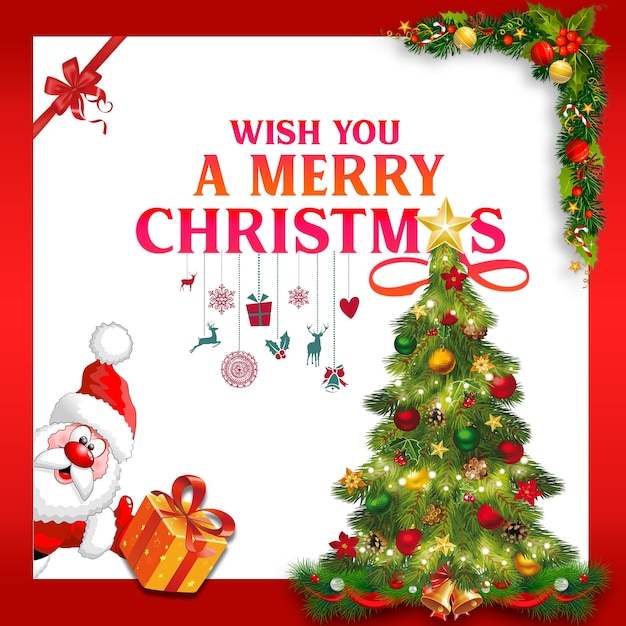 Cartão de Natal Feliz Imagem Em branco Post de Natal Feliz Papai Noel Sino de Natal Imagem Horizontal Texto