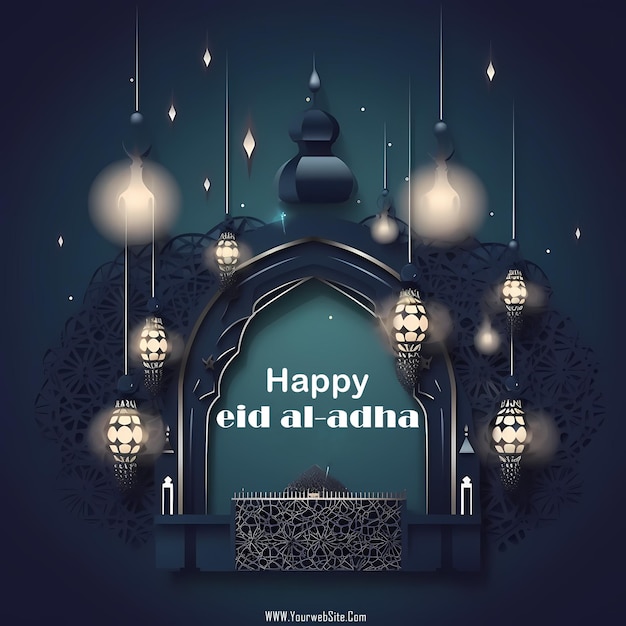 Cartão de saudação de celebração do eid festival muçulmano