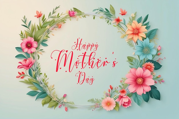 Cartão de saudação do dia das mães com fundo floral com flores decorativas bonitas