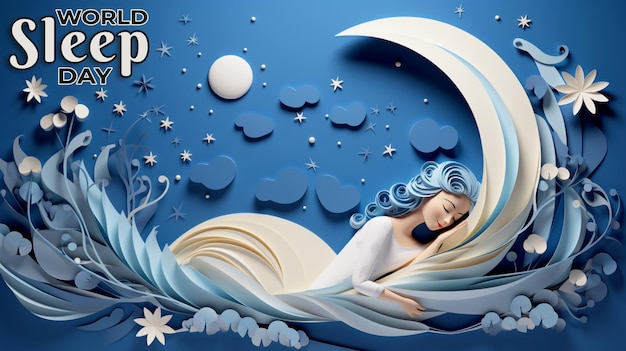 PSD cartão de saudação especial do dia mundial do sono com um fundo psd realista