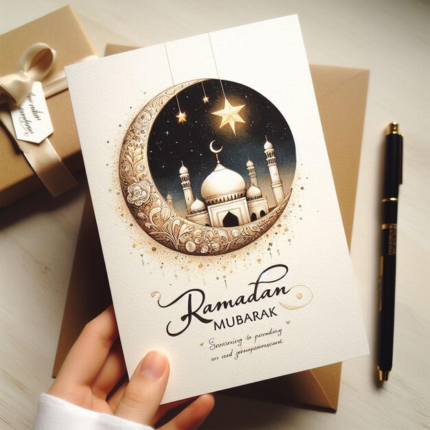 PSD cartão de saudação islâmico tradicional do ramadan kareem