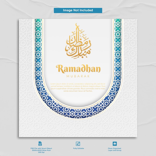 Cartão de saudação modelo minimalista de design elegante ramadhan mubarak