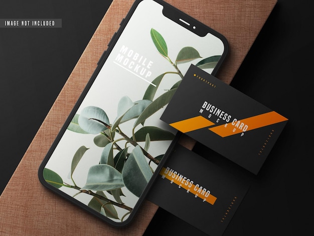 Cartão de visita com modelo de telefone celular PSD