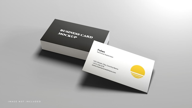 Cartão de visita limpo e minimalista ou maquete de cartão de nome na pilha com vista angular