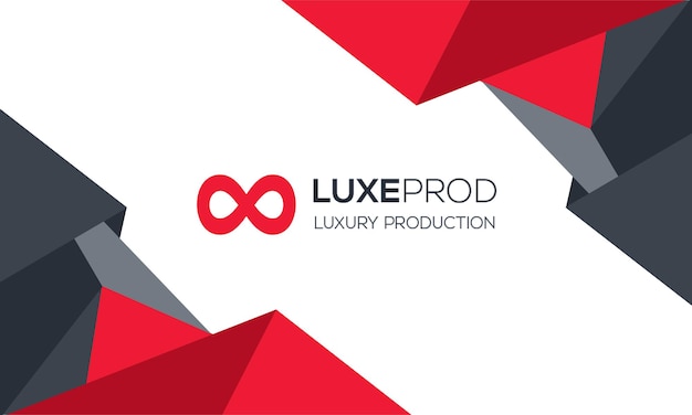 Cartão de visita LuxeProd com símbolo infinito e design geométrico