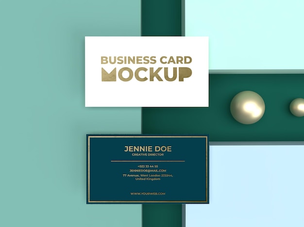 Cartão de visita minimalista simples com maquete de textura brilhante e luxuosa