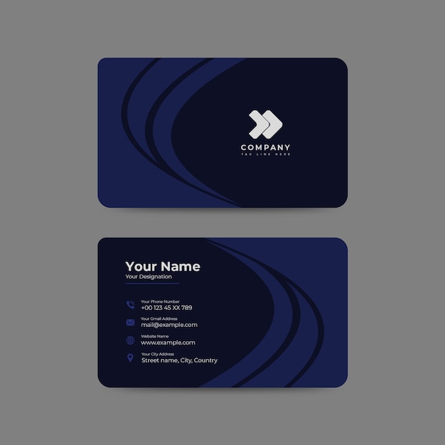 Cartão de visita preto abstrato com tonalidade azul