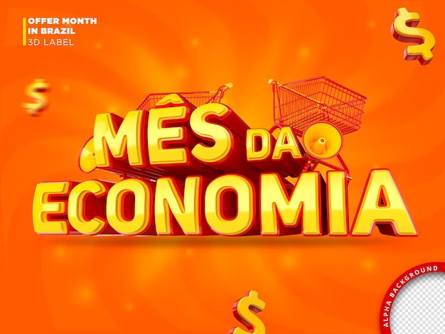 PSD cartão do mês econômico para design de renderização em 3d da campanha de marketing