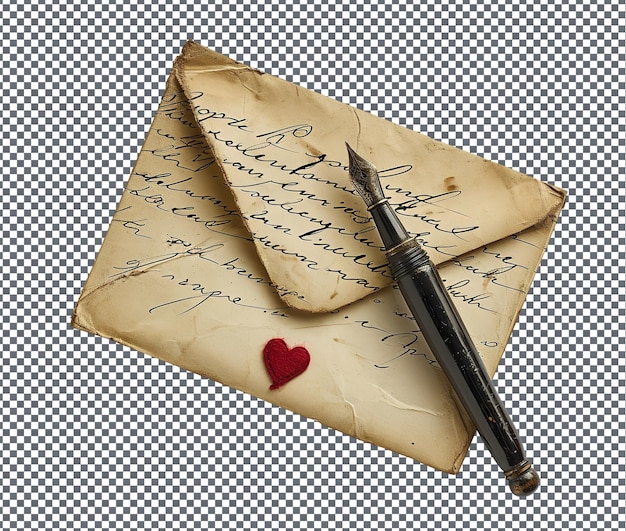 Cartas de amor escritas a mano aisladas sobre un fondo transparente