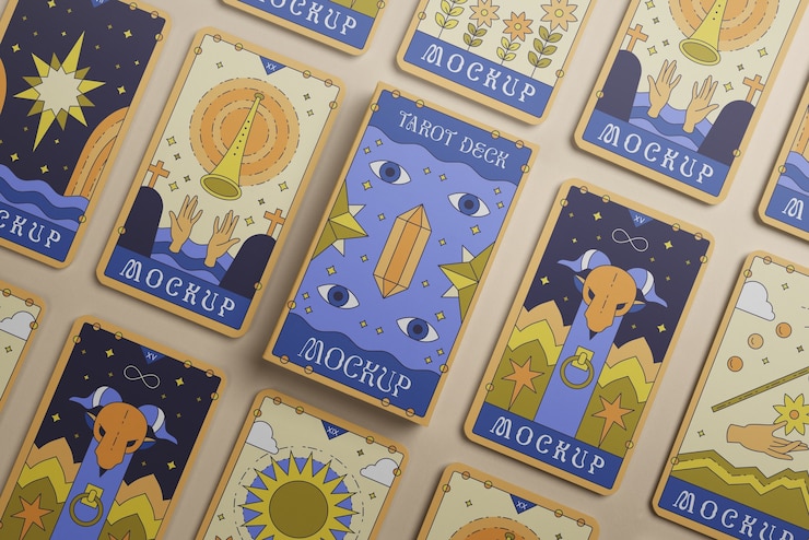 PSD cartas de tarô em arranjo de estúdio
