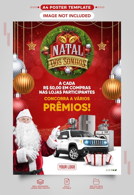 Cartaz A3 da campanha de premiações de Natal no Brasil