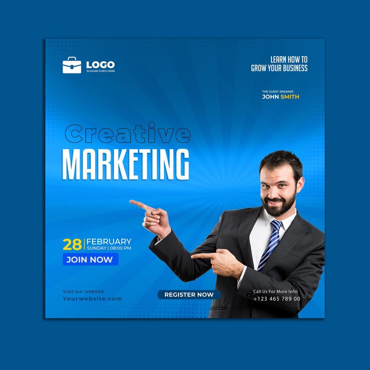 Cartaz criativo da agência de marketing PSD