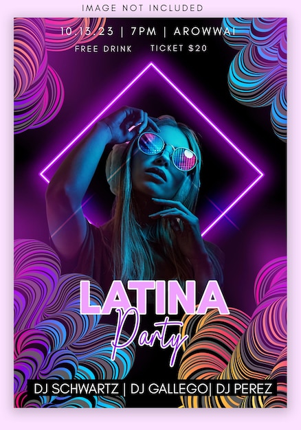 Cartaz de anúncio de festa de música latina