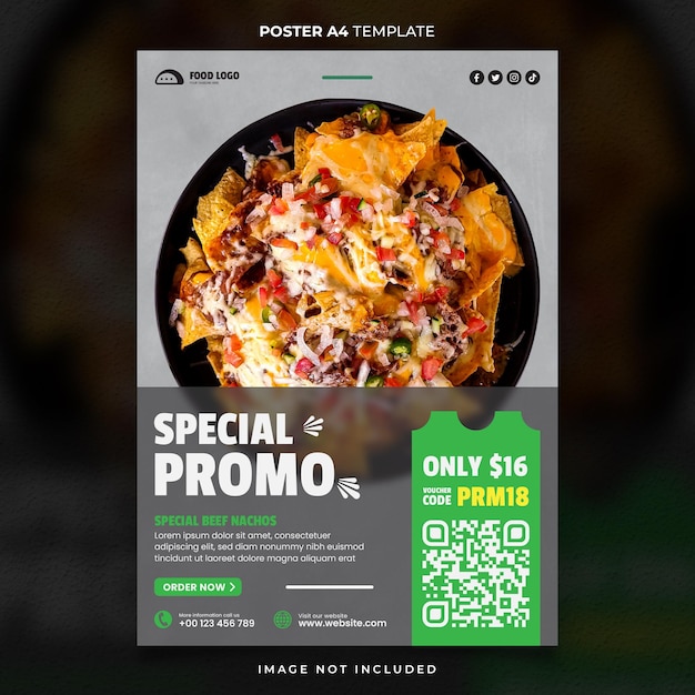 PSD cartaz de anúncio de menu de comida mexicana promocional especial ou design de modelo de banner