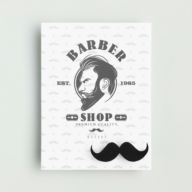 Cartaz de barbearia vista superior com maquete