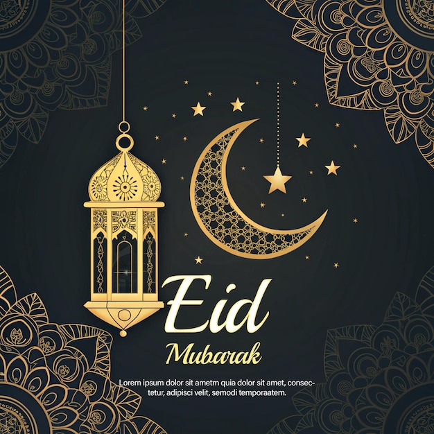 cartaz de celebração do Eid Mubarak