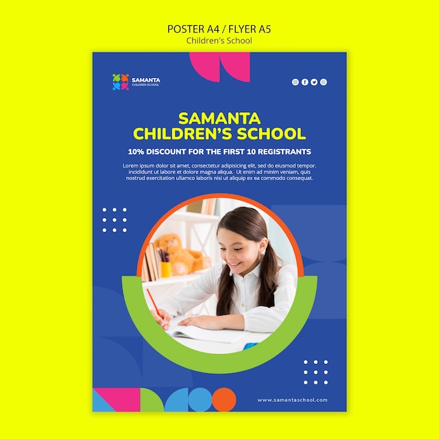 PSD cartaz de educação escolar infantil