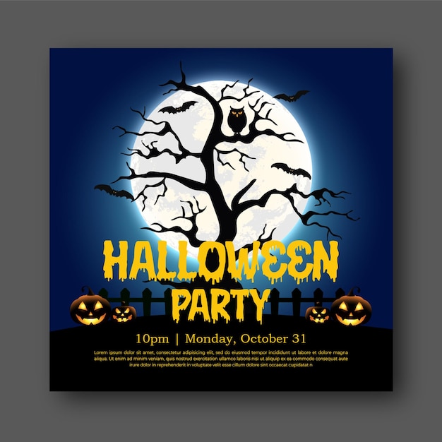 PSD cartaz de mídia social de promoção de evento de halloween e modelo de banner psd