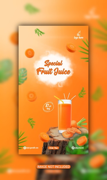 PSD cartaz de promoção do menu de suco de verão