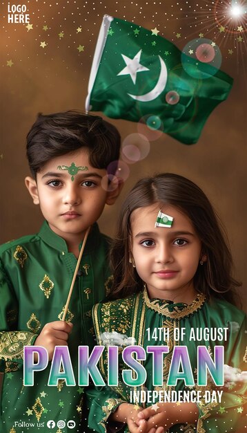 PSD cartaz de saudação do dia da independência do paquistão