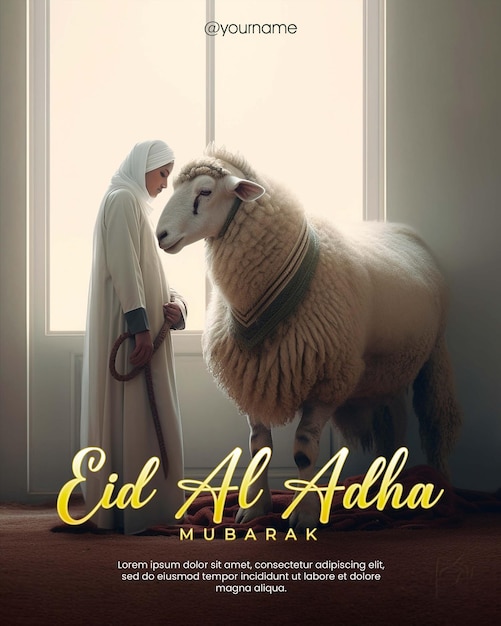 PSD cartaz de saudação feliz eid aladha