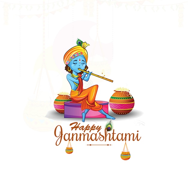 Cartaz digital feliz de janmashtami