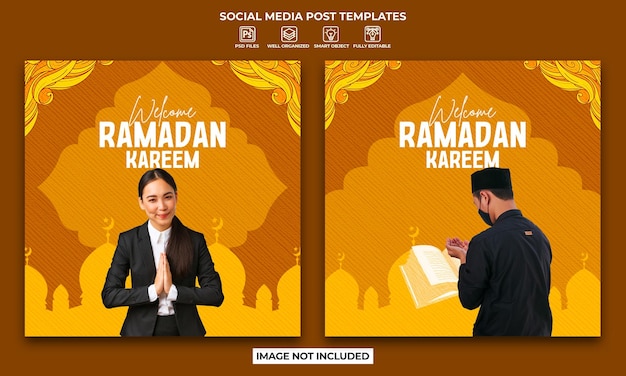 Cartaz do cartão ramadan kareem ou modelo de postagem do instagram de mídia social