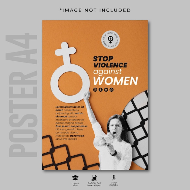 PSD cartaz do dia internacional para a eliminação da violência contra as mulheres