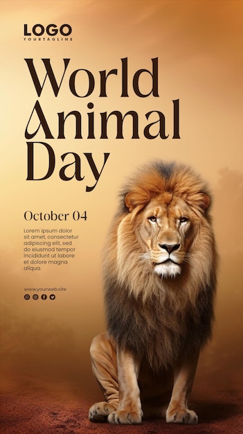PSD cartaz do dia mundial dos animais