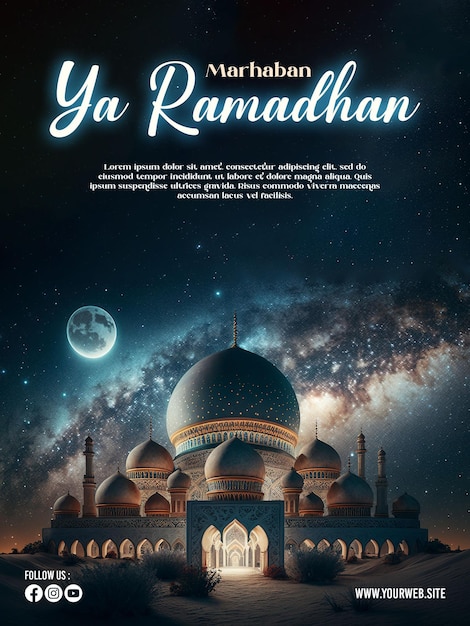 cartaz do ramadã com foto da bela mesquita