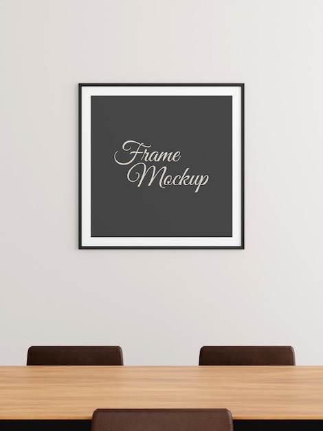 Cartaz preto quadrado minimalista ou maquete de moldura na parede da sala de reuniões do escritório
