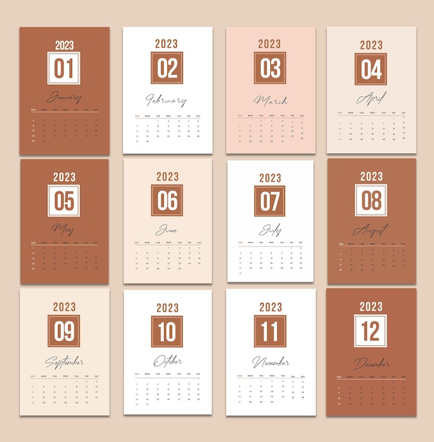Cartazes de Modelos de Design de Calendário 2023