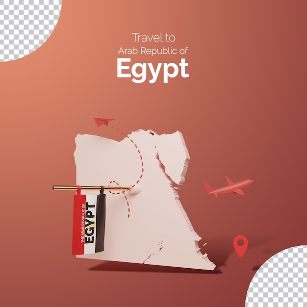 PSD carte 3d de l'egypte avec le concept de vacances de voyage d'été