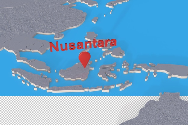 PSD carte 3d nusantara capitale indonésie illustration de l'objet rendu