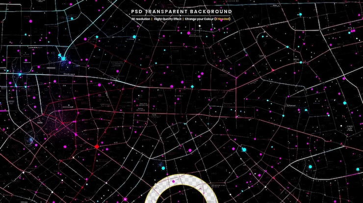 PSD carte abstraite du relief de la terre sur un fond transparent