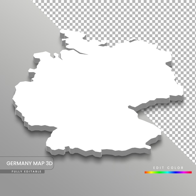 Carte De L'allemagne Blanche Isométrique 3d Entièrement Modifiable Sur Fond Blanc Isolé.