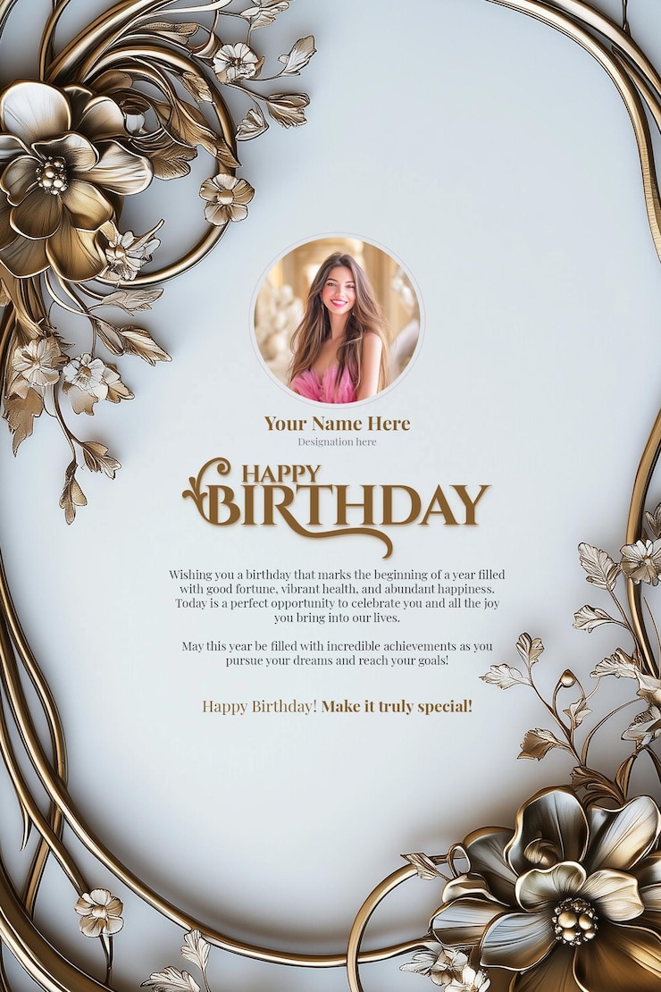 PSD une carte d'anniversaire avec une fille dessus