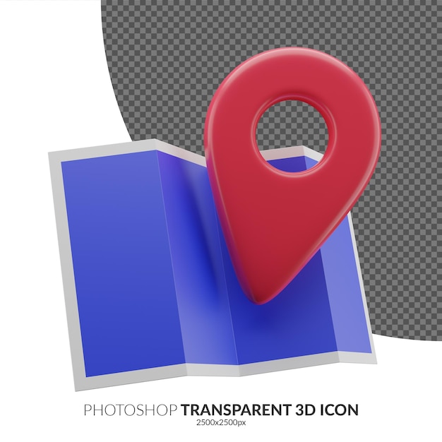 Carte bleue 3D avec icône de point rouge