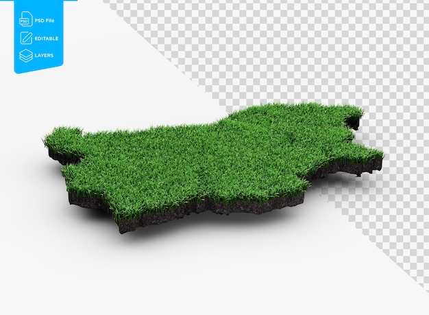 Carte de la Bulgarie Géologie du sol Section transversale Herbe verte et roche Texture du sol Illustration en 3D