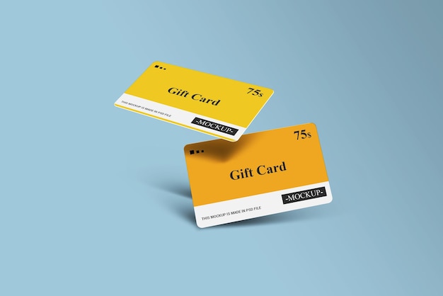 Carte-cadeau, carte à puce, carte de réduction, modèle de maquettes 3d de carte d'offre