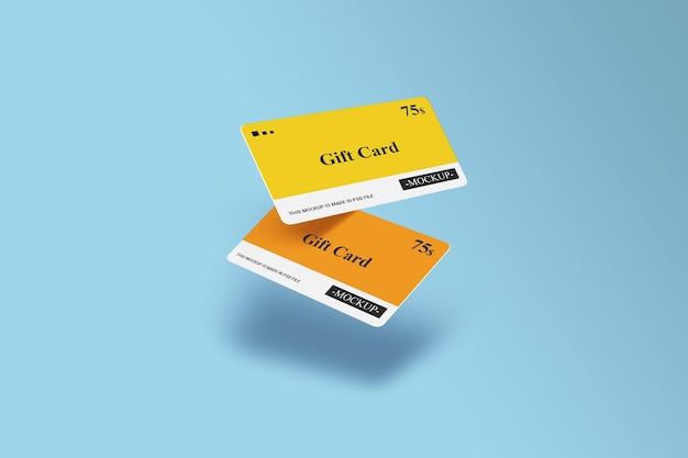Carte-cadeau, carte à puce, carte de réduction, modèle de maquettes 3d de carte d'offre