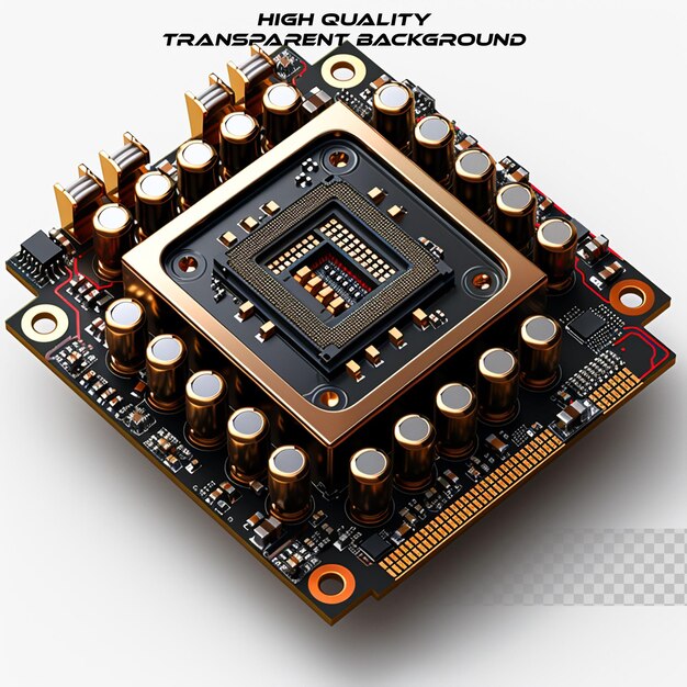 PSD carte de circuits électroniques illustration du matériel électronique de l'ordinateur sur fond transparent