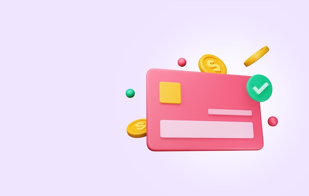 PSD carte de crédit 3d avec pièce de monnaie dollar carte de guichet automatique