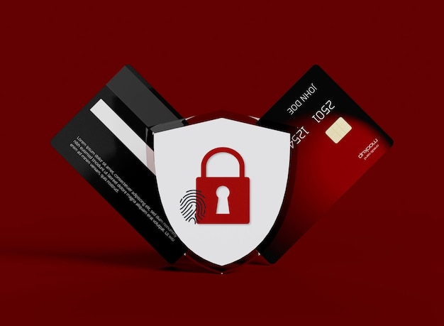 PSD carte de crédit avec maquette de concept de sécurité