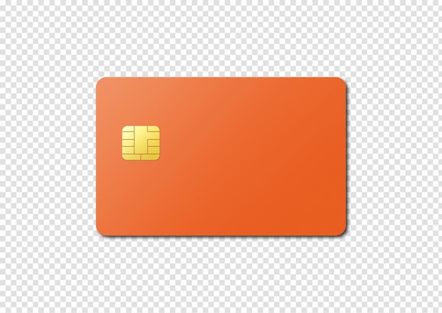 PSD carte de crédit orange sur fond blanc