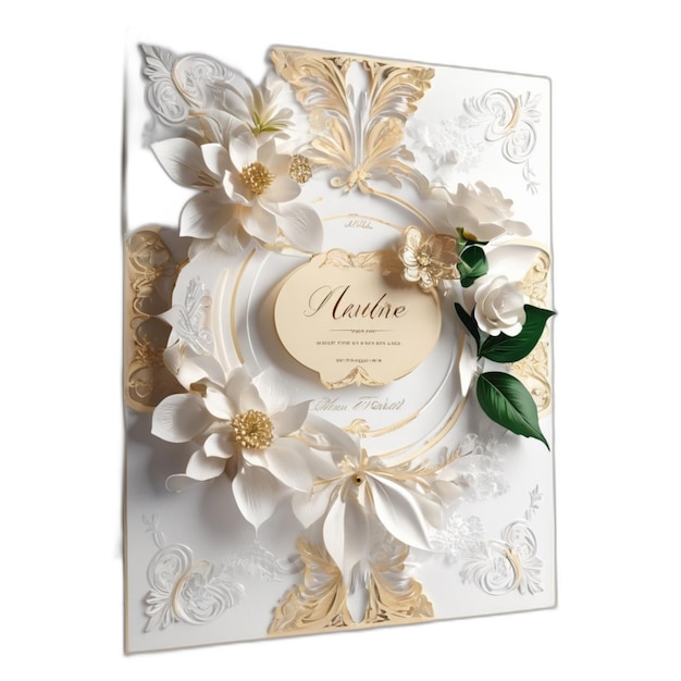 Carte De Dessin Floral Psd Sur Fond Blanc