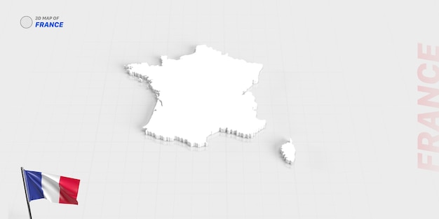 PSD carte drapeau france rendu 3d