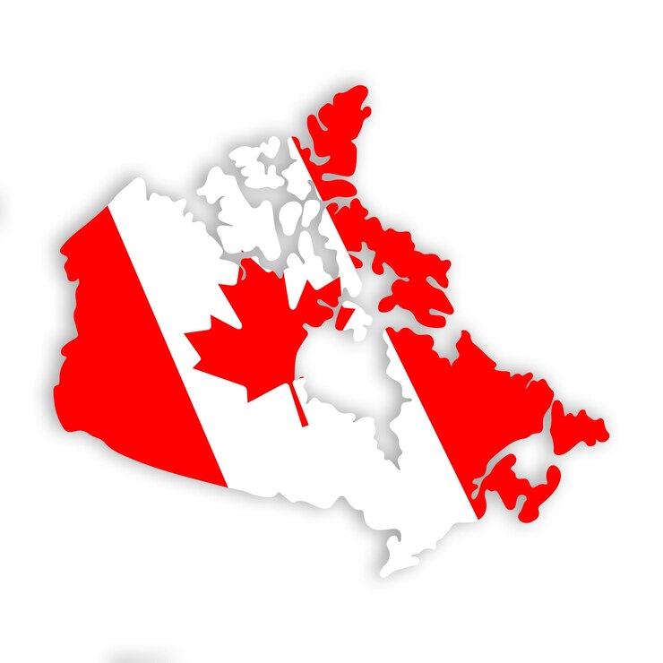 PSD une carte du canada avec le drapeau canadien dessus.